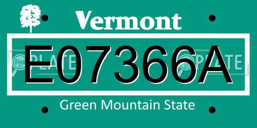 E07366A Vermont License Plate