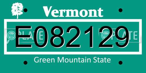 E082129 Vermont License Plate