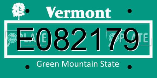 E082179 Vermont License Plate