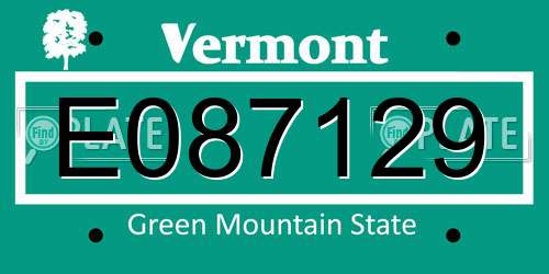 E087129 Vermont License Plate