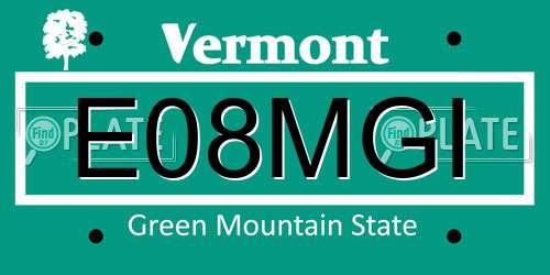 E08MGI Vermont License Plate