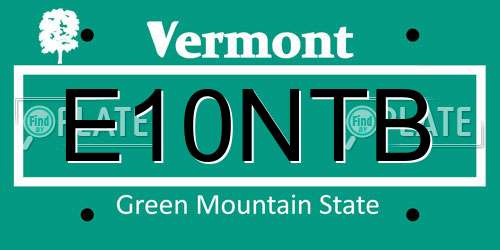 E10NTB Vermont License Plate