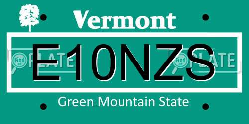 E10NZS Vermont License Plate