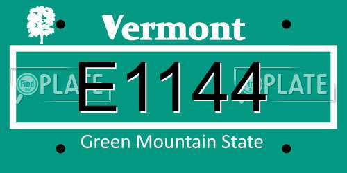 E1144 Vermont License Plate