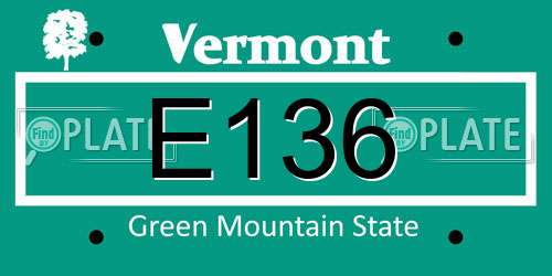 E136 Vermont License Plate