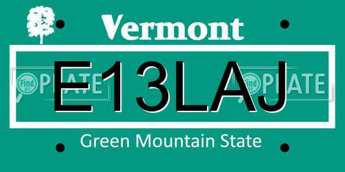 E13LAJ Vermont License Plate