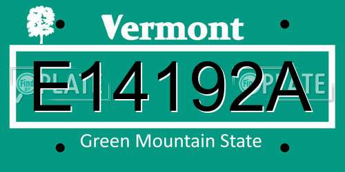 E14192A Vermont License Plate