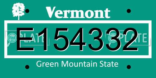 E154332 Vermont License Plate