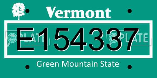 E154337 Vermont License Plate