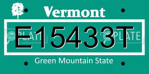E15433T Vermont License Plate