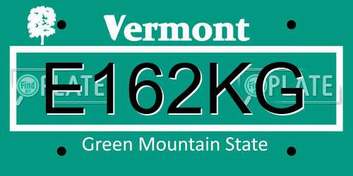 E162KG Vermont License Plate