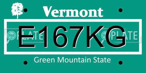 E167KG Vermont License Plate