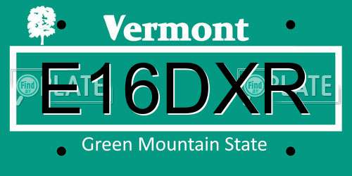 E16DXR Vermont License Plate