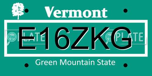 E16ZKG Vermont License Plate