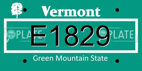 E1829 Vermont License Plate