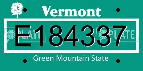 E184337 Vermont License Plate
