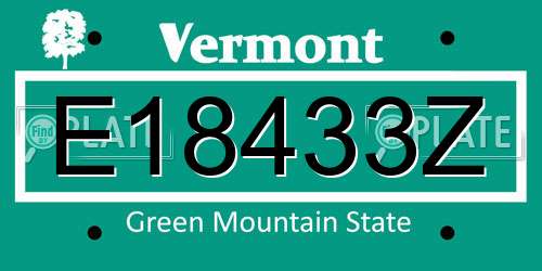 E18433Z Vermont License Plate