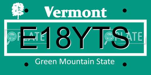 E18YTS Vermont License Plate