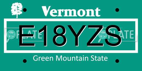 E18YZS Vermont License Plate