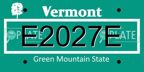 E2027E Vermont License Plate