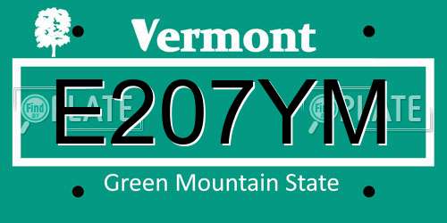 E207YM Vermont License Plate