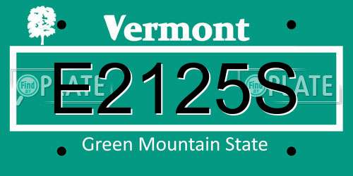 E2125S Vermont License Plate
