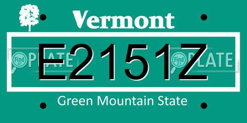 E2151Z Vermont License Plate