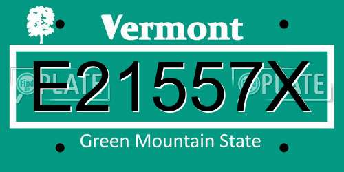 E21557X Vermont License Plate