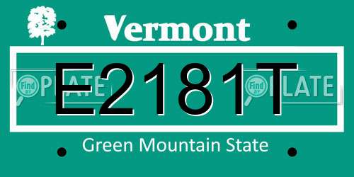 E2181T Vermont License Plate
