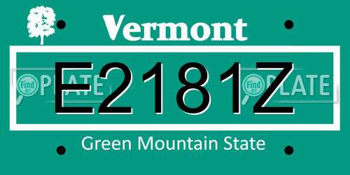 E2181Z Vermont License Plate