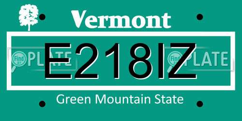 E218IZ Vermont License Plate