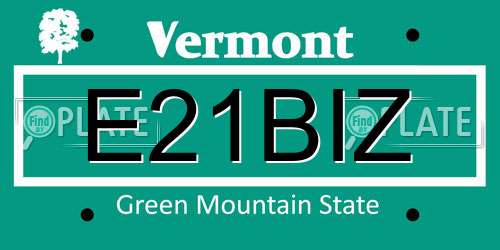 E21BIZ Vermont License Plate