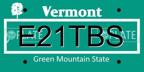E21TBS Vermont License Plate