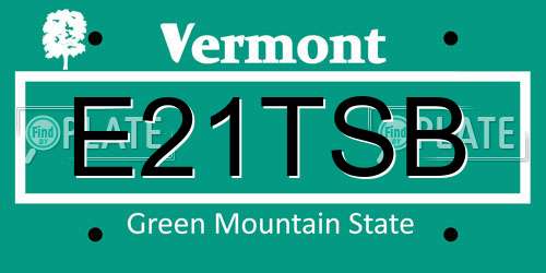 E21TSB Vermont License Plate