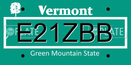 E21ZBB Vermont License Plate