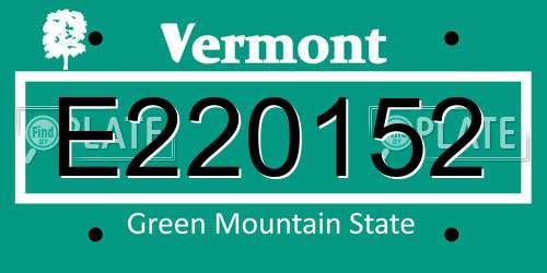 E220152 Vermont License Plate