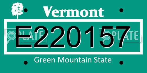 E220157 Vermont License Plate