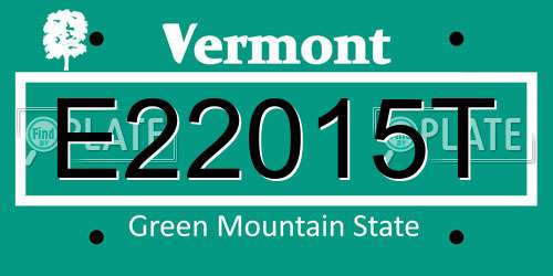 E22015T Vermont License Plate