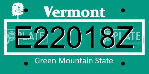 E22018Z Vermont License Plate
