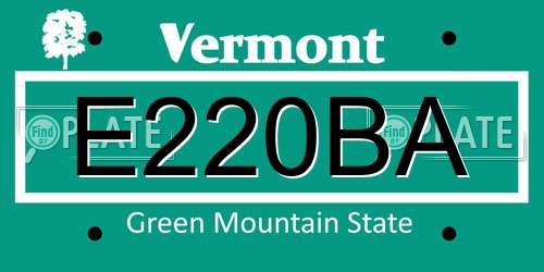 E220BA Vermont License Plate