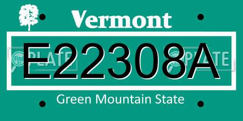 E22308A Vermont License Plate