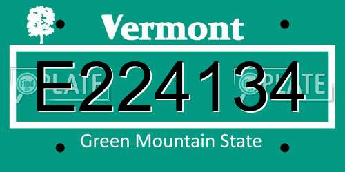 E224134 Vermont License Plate