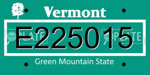 E225015 Vermont License Plate