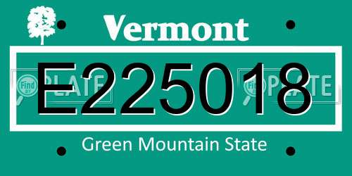 E225018 Vermont License Plate