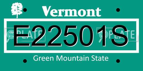 E22501S Vermont License Plate