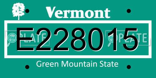 E228015 Vermont License Plate