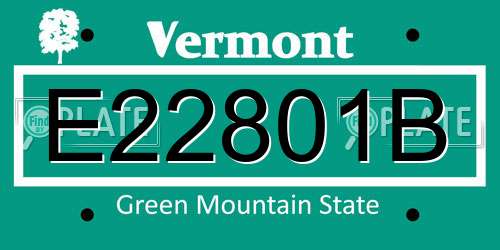 E22801B Vermont License Plate