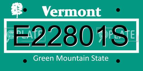 E22801S Vermont License Plate