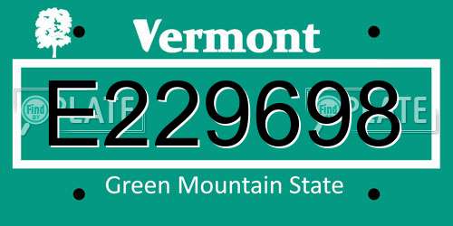 E229698 Vermont License Plate