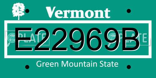 E22969B Vermont License Plate